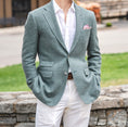 Load image into Gallery viewer, Harrods Flap Pocket Sportcoat in Moss Green Linen/Wool
