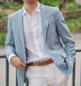 Load image into Gallery viewer, Harrods Soft Blue Silk & Linen Jacket
