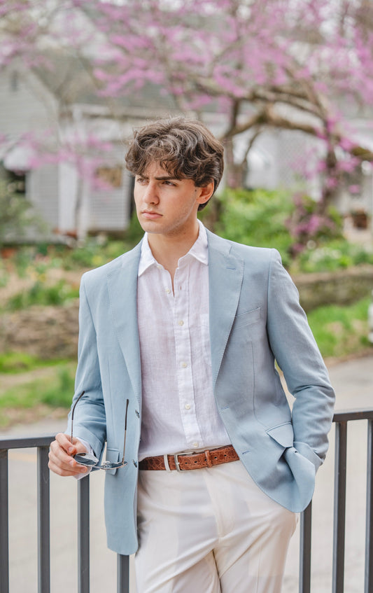 Harrods Soft Blue Silk & Linen Jacket